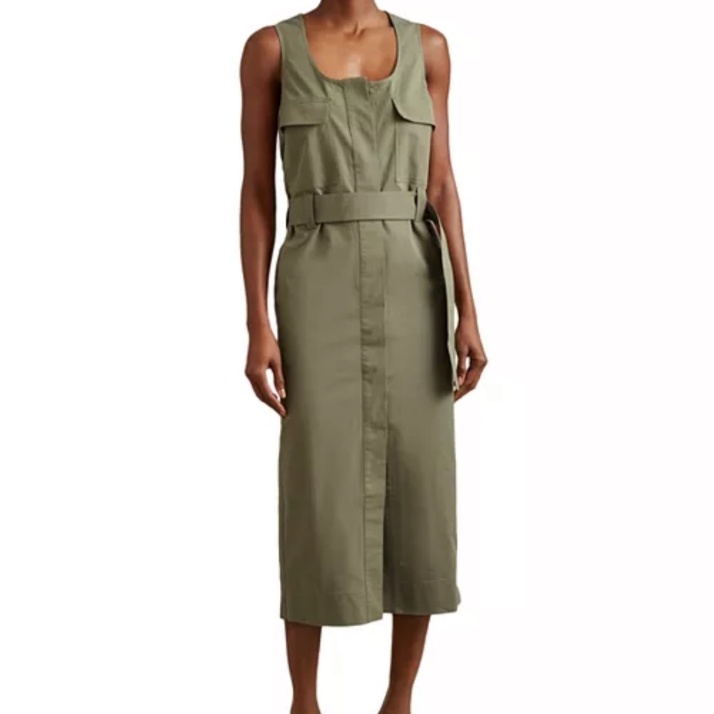 Reiss Elin Utility Sleeveless Green Midi Dress